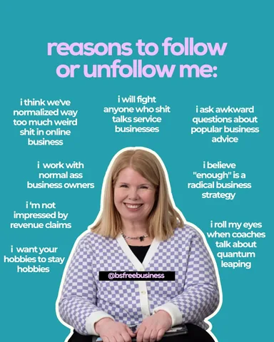 bsfreebusiness Instagram post about Values aligned solo service businesses
