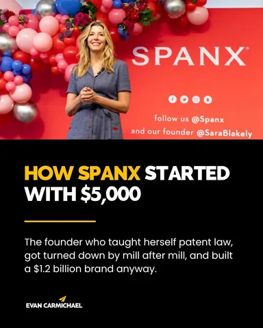 evancarmichael Instagram post about Sara Blakely’s entrepreneurial journey