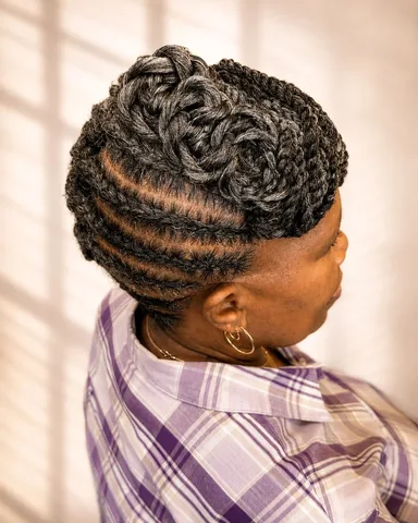 iamjafaea Instagram post about Braided loc updo