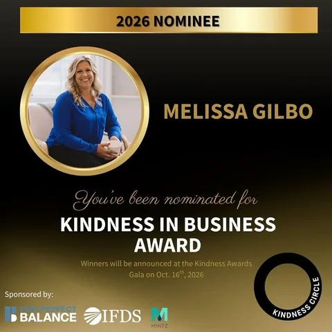 melissagilbo Instagram post about Kindness in business award nomination