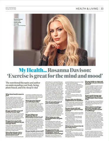rosanna_davison Instagram post about Health and wellness interview